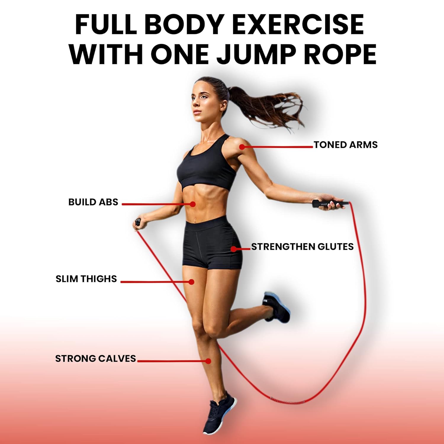 Premium Sports Speed Skipping Rope, Jump Rope with Pvc Handle, Multicolor Pvc Pencil Skipping Rope for Men, Women, Boys & Girls (Red)